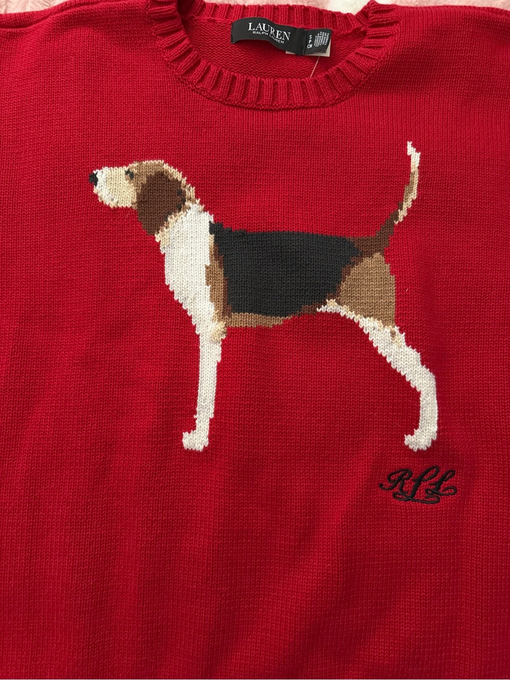 Lauren Ralph Lauren Dog Sweater Crewneck Red New With Tags. 🏷️ Small - Picture 3 of 12